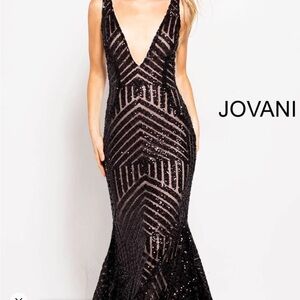 JOVANI BLACK GEOMETRIC PROM DRESS 59762